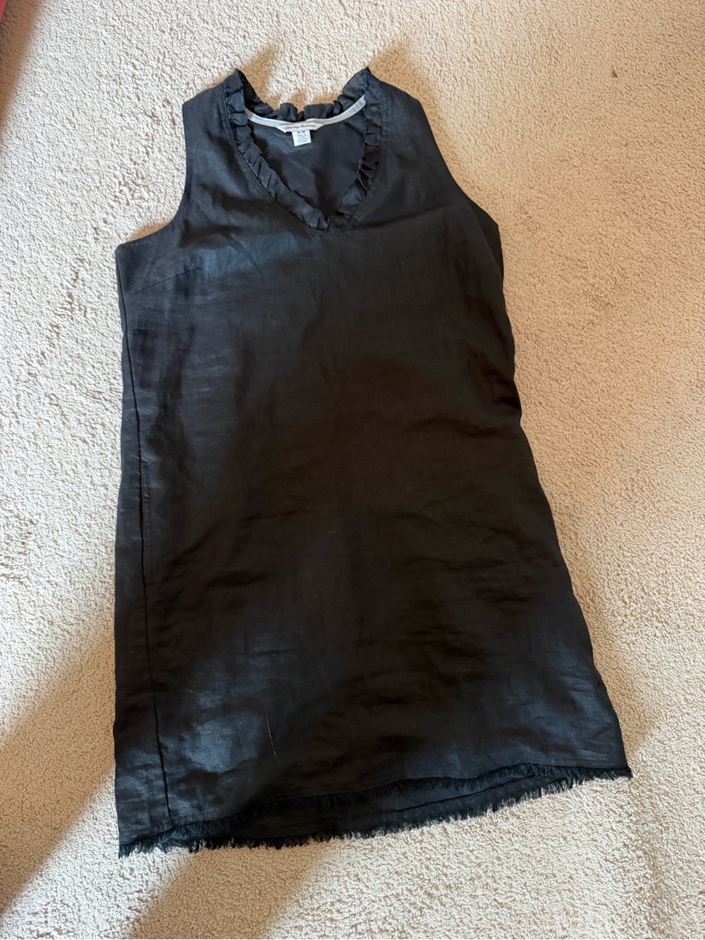 Tommy Bahama Black Ruffled V-Neck Sleeveless Dress